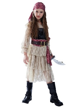 Halloween Girls Lace Pirate Dress Girls Pirate Cos Party Costume Pirate Stage Show Costumes