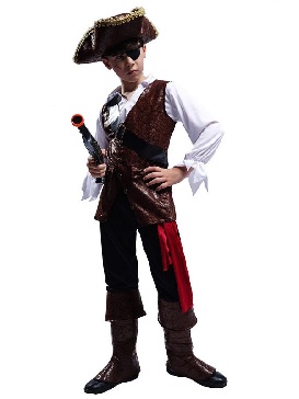 Halloween Boy Pirate Costume Kids Male Pirate Captain Cosplay Carnival Party Stage Show Costumes