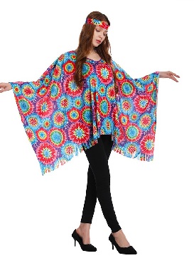 Adult Big Girl 70s Sunflower Hippie Cape Clothing Clothing Carnival Party Cos Vintage Hippie Women's Clothing