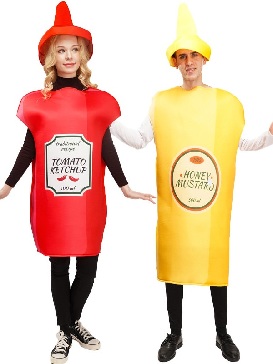 Supply Couple's Mustard Ketchup Cosplay Costume Halloween Carnival Prom