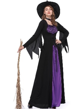Supply S-xl Halloween Witch Costume Purple Vampire Witch Costume Women's Costume Prom Show Costume Dress