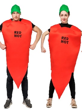 Supply Halloween Costume Couple Red Pepper One-piece with Hat Spoof Stage Character Party Costume