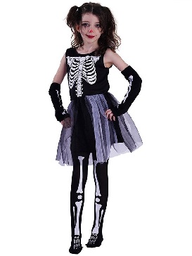 Supply Halloween Little Girl Ghost Skull Dress Masquerade Party Cosplay Stage Show Costumes