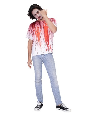 Supply Halloween Adult Men Scary Bloodstained T-shirt Zombie Cosplay Costume Stage Party Costume Cosplay