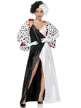 M-xl Halloween Kuira Dalmatian Cosplay Plays Black and White Witch Costumes Stage Show Costumes