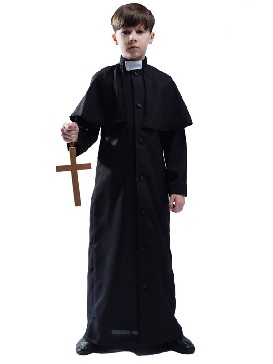 Halloween Kids Men Friar Priest Costume Dress Priest Priest Cosplay Costume Party Costume Attire