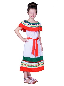 Supply Children's Dresses Mexican Style Girls Stage Show Costumes Halloween Carnival Costumes