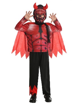 Kids Men Halloween Red Devil Costume Boy Death Cosplay Costume Party Stage Show Costumes