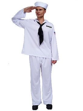Halloween Party Costume Adult Male Cosplay Costume White Sailor Costume Costume T