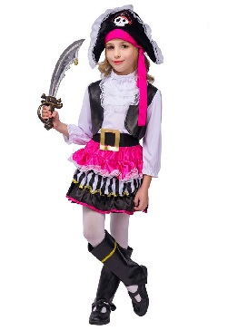 Supply Halloween Little Girl Kids Pink Cute Pirate Dress Girls Pirate Princess Cosplay Costumes