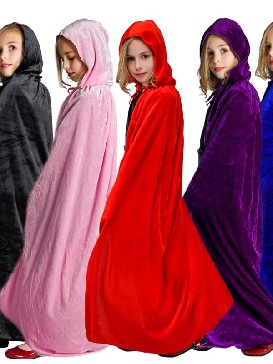 Halloween Little Girls Kids Velvet Hooded Party Cloak Girl Multicolor Princess Cloak Show Costumes