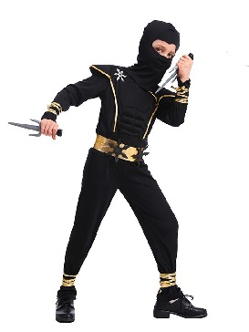 Little Boy Ninja Costume Halloween Party Black Ninja Costume Masquerade Ball Stage Show Costumes