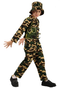Boy Camouflage Costume Halloween Carnival Military Cosplay Costume Kids Show Costume Military Cosplay Costume