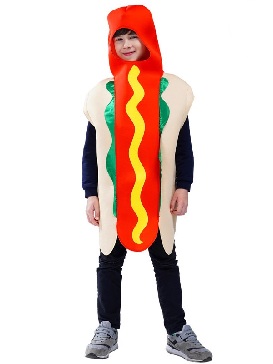 Kids Halloween Spoof Hot Dog Costume Funny Food Hot Dog Party Cosplay Costumes Cosplay