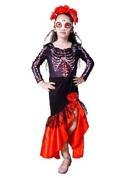 Little Girl Day Day Bridal Dress Scary Skull Dress Children's Prom Show Costumes Cosplay Costume