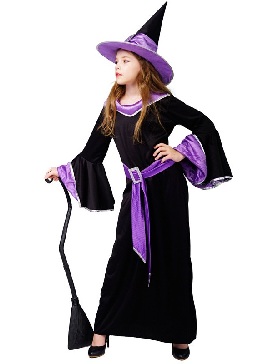 Halloween Kids Witch Cosplay Costume Party Costume Purple Kids Girl Witch Halloween Costume