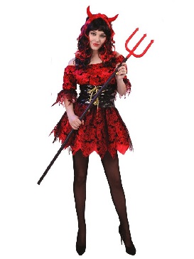 Adult Red Female Devil Costume Halloween Cosplay Vampire Witch Ghost Stage Show Costumes