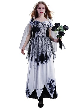 Halloween Adult Women Zombie Bridal Party Cosplay Costume Big Female Zombie Bride Show Costumes