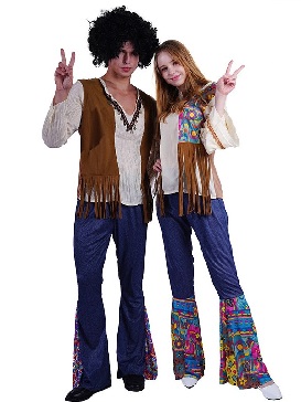 Halloween Carnival Party Costumes Cosplay Men and Women 80s Retro Hippie Ball Show Costumes