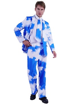 Halloween Costume Men Blue Sky White Cloud Color Suit Cosplay Cosplay Costume