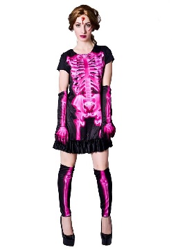 Big Girl Pink Ghost Skull Dress Halloween Party Costume Stage Show Costumes Costume Cosplay Costume
