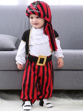Children's Clothing Halloween Pirate Ship Long One-piece Baby Costume Baby Spring and Autumn Four-piece Fart Suit