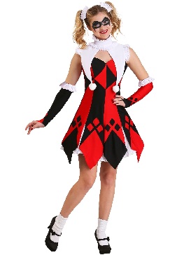 Red and White Plaid Clown Costume Female Clown Costume Halloween Costume Circus Cosplay Costume