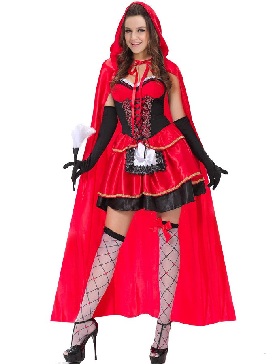Cloaked Witch Little Red Riding Hood Costume Halloween Cape Reaper Holiday Play Costume Cosplay Party