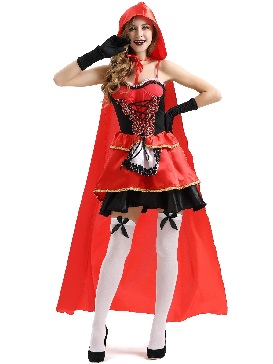 Halloween Cape Little Red Riding Hood Costume Red Cloak Character Costume Prom Show Costumes