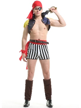 Male Pirate Halloween Costume Cosplay Costume Caribbean Captain Pirates Show Costumes Cos Costume