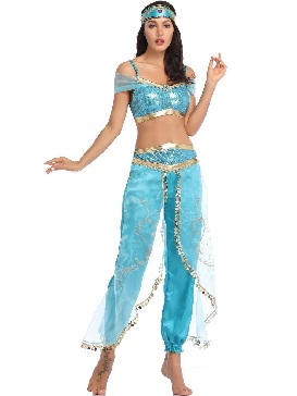Halloween Alla Lantern Ding Princess Jasmine Costume Adult Female Green Indian Lamp Dance Costume