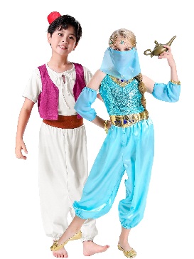 Boy Aladdin Magic Lantern Western Region Jasmine Princess Show Costumes Halloween Girls