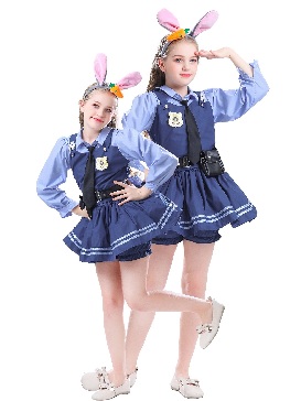 Crazy Zootopia Kids Bunny Sheriff Kids Clothing Judy Cos Dance Costume Girls Bunny Costume
