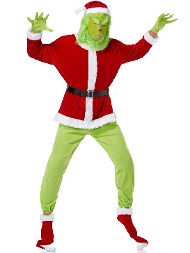 Grinch Green Fur Christmas Costume Christmas Costume Men's Santa Claus Costume
