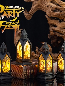 Halloween Costume Accessories Glowing Portable Jack-o'-lantern Atmosphere Castle Night Lamp Hanging Party Table Ornament