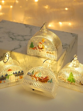 Christmas Wear Accessories New Style Led Light Crystal Palace Light Window Ornament Christmas Tree Pendant Creative