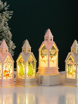 Christmas Wear Accessories Portable Wind Lamp Vintage Castle Night Light Gift Luminous Table Ornament Arrangement