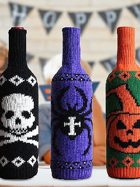 Halloween Bottle Set Skeleton Pumpkin Knitted Champagne Red Wine Bottle Bag Table Decoration Supplies