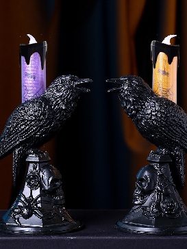 Halloween Candlestick Lamp Crow Lamp Decoration Candlestick Ornament Led Electronic Candle Light Ornament