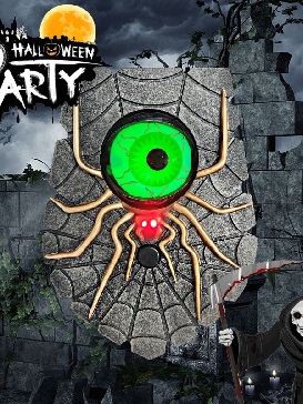 Halloween New Style Spider Doorbell Aluminous Voice Scary Sound One-eyed Spider Doorbell