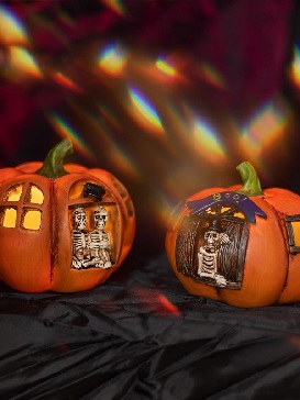 Halloween Resin Jack-o'-lantern Table Atmosphere Led Skull Openwork Lamp Haunted House Secret Room Decoration