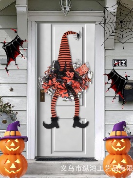 Halloween Garland Door Hanging Wreath Witch Haunted House Decoration Pendant Horror Party Hanging Ornament