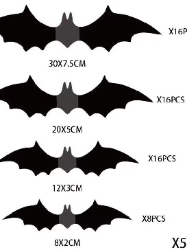 56PCS Pack Halloween Bat Stickers 3D Stereoscopic Bat Stickers Decorating Stickers Black Bat Stickers Party Decorations