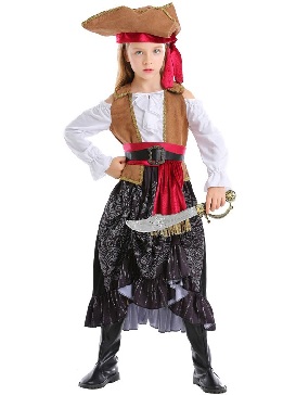 Halloween Children Viking Pirate Pirate Captain Costume Fake Two-piece Dress