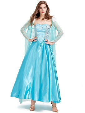 Fairy Tale Princess Light Blue Sexy Long Dress with Cloak Halloween Costume