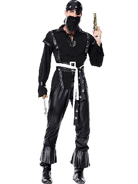 Halloween Costume Adult Male Bearded One-eyed Pirate Costume Party Costume Navigator Costume