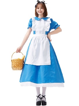 New Style Fairy Tale Costume Blue Farm Maid Costume Halloween Costume