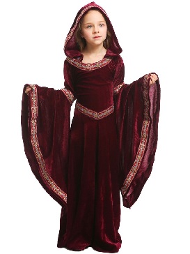 Halloween Wine Red Vampire Children's Clothing Girl Cos Performance Costume European-style Medieval Costume