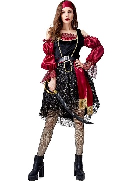 Halloween Costume Cosplay Medieval Western Female Pirate Cosplay Costume