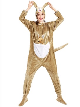 Halloween Costume Homewear Siamese Kangaroo Animal Flannel Pajamas Prairie Animal Stage Costume